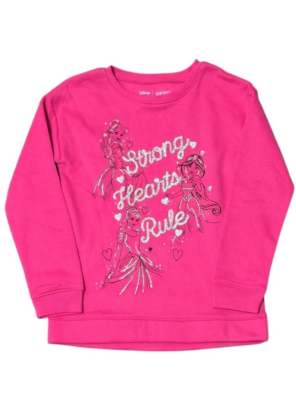 Disney Princess Girls Pink Fleece Crewneck Sweatshirt Size 6X Jumping Beans NWT